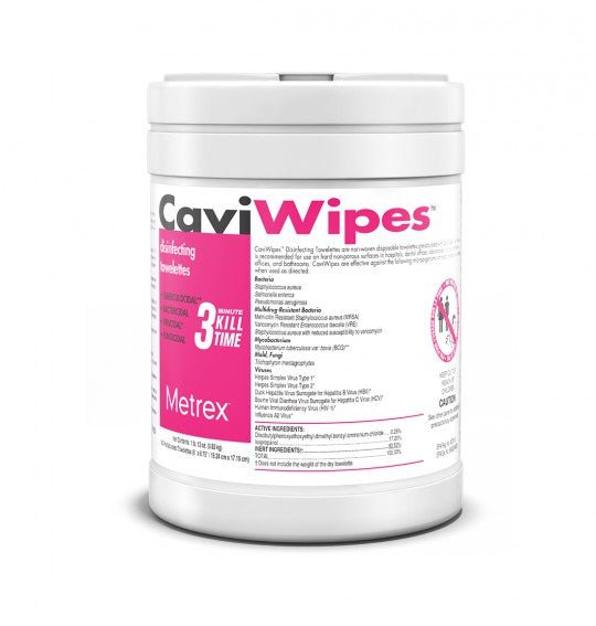 CaviWipes™ Surface Disinfectant/Decontaminate Towelette; 6" x 6.75"; 160/can - Cornish Medical