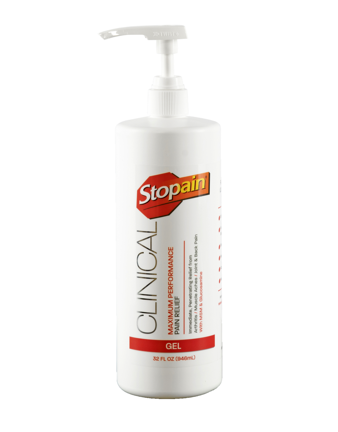 Stopain® Clinical Topical Pain Relief Gel Pump - Clinical Sizes