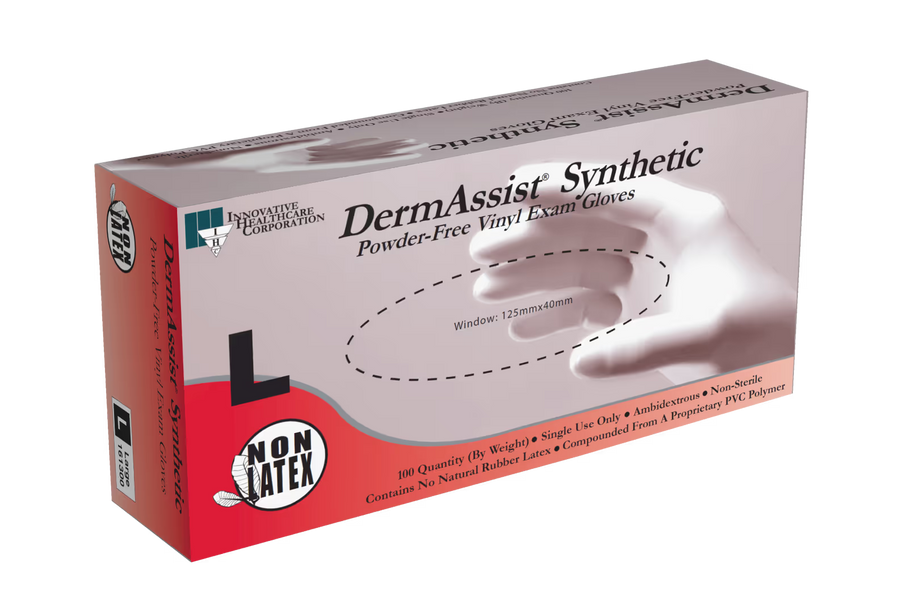DermAssist® Vinyl Powder-Free Exam Gloves – Latex-Free (Box of 100)