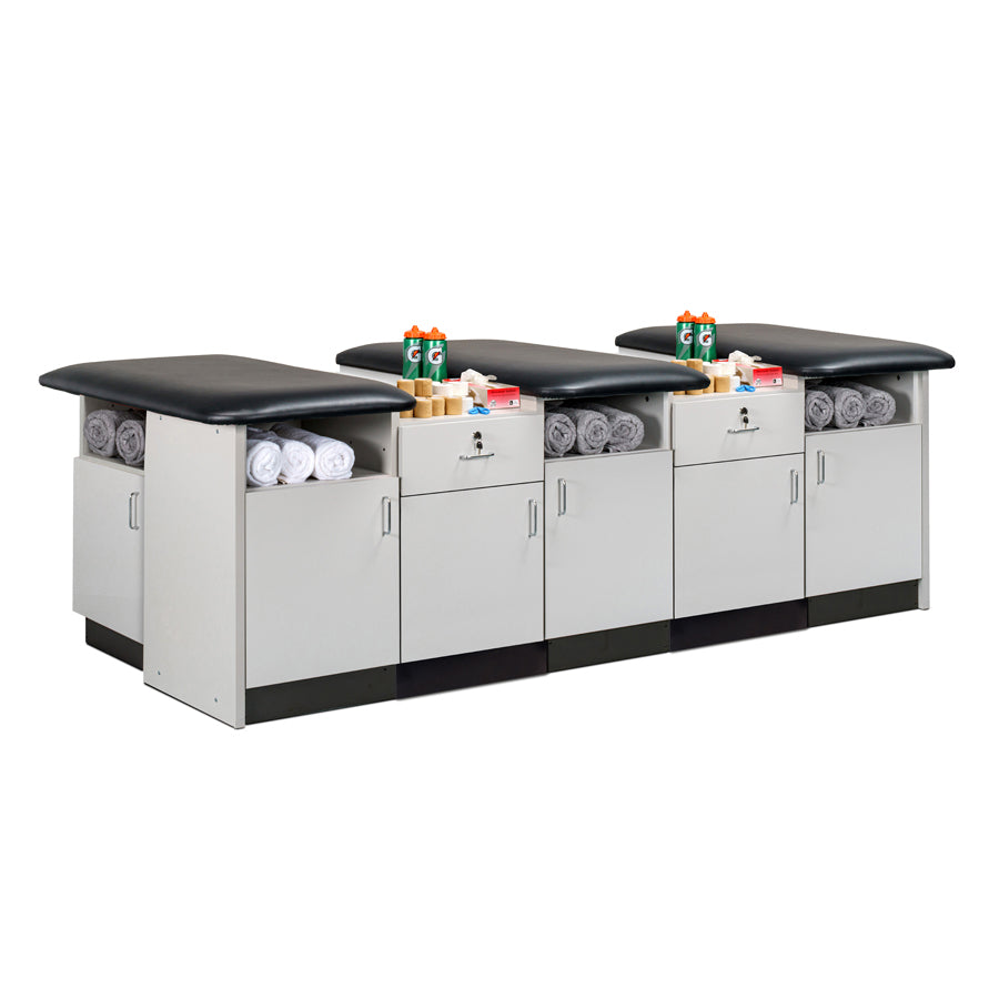 Clinton HomeTeam 48" Deep Cabinet-Style Flat Top Taping Station — 2–5 Seats