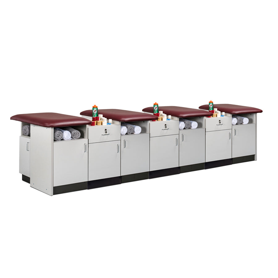 Clinton HomeTeam 42" Deep Cabinet-Style Flat Top Taping Station — 2–5 Seats