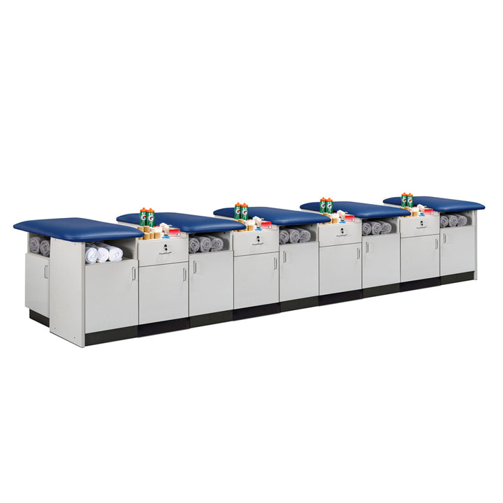 Clinton HomeTeam 48" Deep Cabinet-Style Flat Top Taping Station — 2–5 Seats
