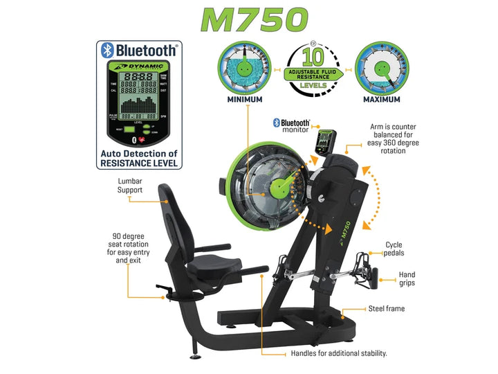 Dynamic Fluid Fitness M750 Cycle XT Upper & Lower Body Ergometer