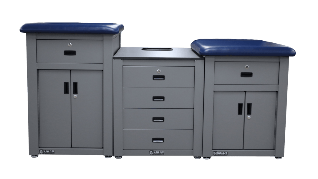 Aluma Elite Enclosed Taping Station with Graphics Package – 36" & 42" Seats | 36" Deep - Cornish Medical