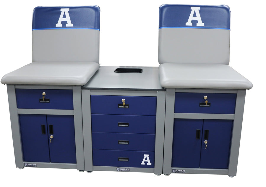 Aluma Elite Enclosed Taping Station with Graphics Package – Dual 36" Seats | 48" Deep
