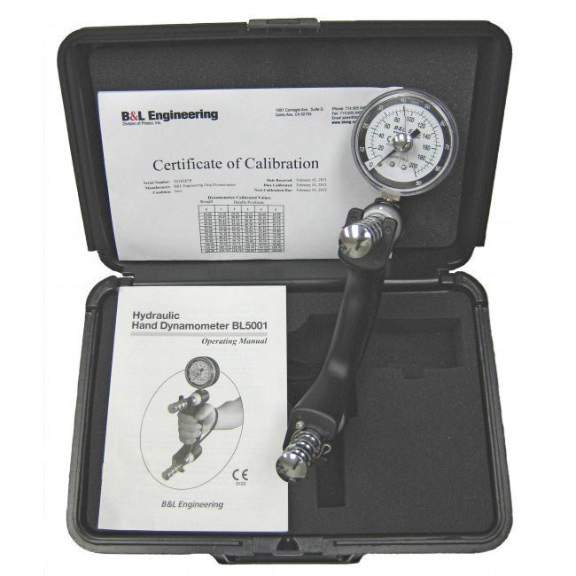 B&L Engineering® Hydraulic Hand Dynamometer – Clinical & Research-Grade Grip Strength Measurement (0–200 lbs) with Calibration Certificate