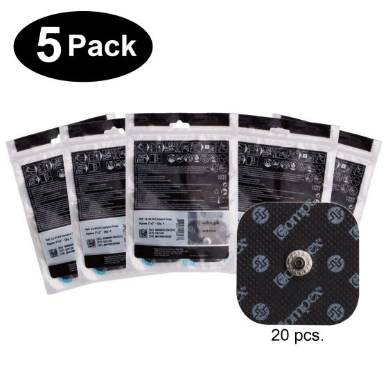Compex® Easy Snap Electrodes — 2" x 2" Replacement Electrodes (20 Pack) - Cornish Medical