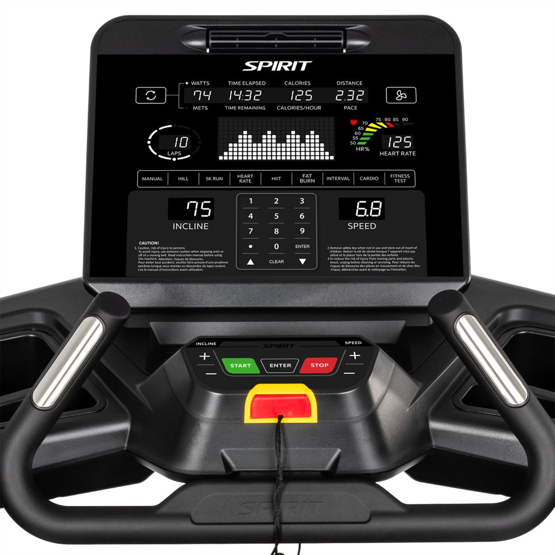 SPIRIT Fitness CT900 commercial treadmill with 5.0 HP AC motor, 22-inch by 62-inch running surface and premium LED console