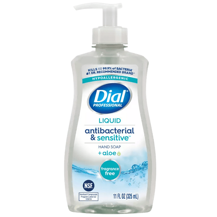 Dial® Professional Antibacterial & Sensitive Fragrance - Free Liquid Hand Soap – 11 oz Pump (Case of 12) - Cornish Medical