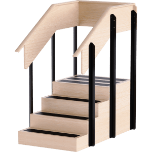 Hausmann Timber 4-Step Straight Staircase with Platform for Physical Therapy & Rehab Training