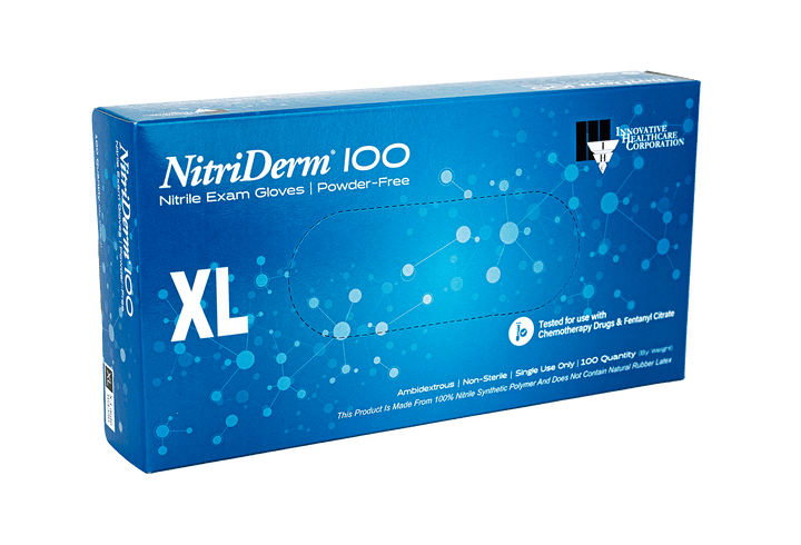 NitriDerm® 100 Nitrile Powder-Free Exam Gloves – Latex-Free (Case of 10 Boxes / 1,000 Gloves) - Cornish Medical
