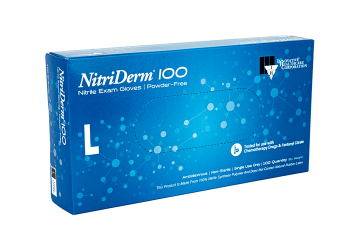 NitriDerm® 100 Nitrile Powder-Free Exam Gloves – Latex-Free (Case of 10 Boxes / 1,000 Gloves) - Cornish Medical
