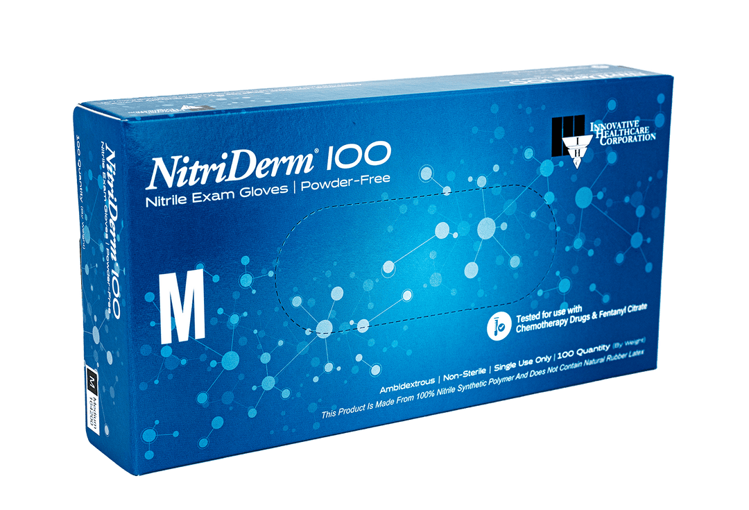 NitriDerm® 100 Nitrile Powder-Free Exam Gloves – Latex-Free (Case of 10 Boxes / 1,000 Gloves) - Cornish Medical