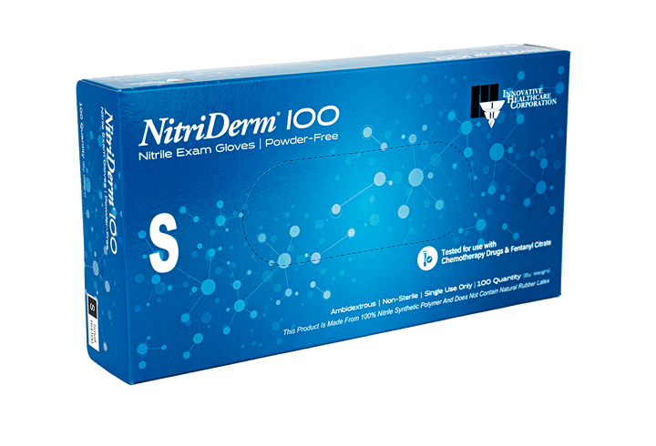 NitriDerm® 100 Nitrile Powder-Free Exam Gloves – Latex-Free (Case of 10 Boxes / 1,000 Gloves) - Cornish Medical
