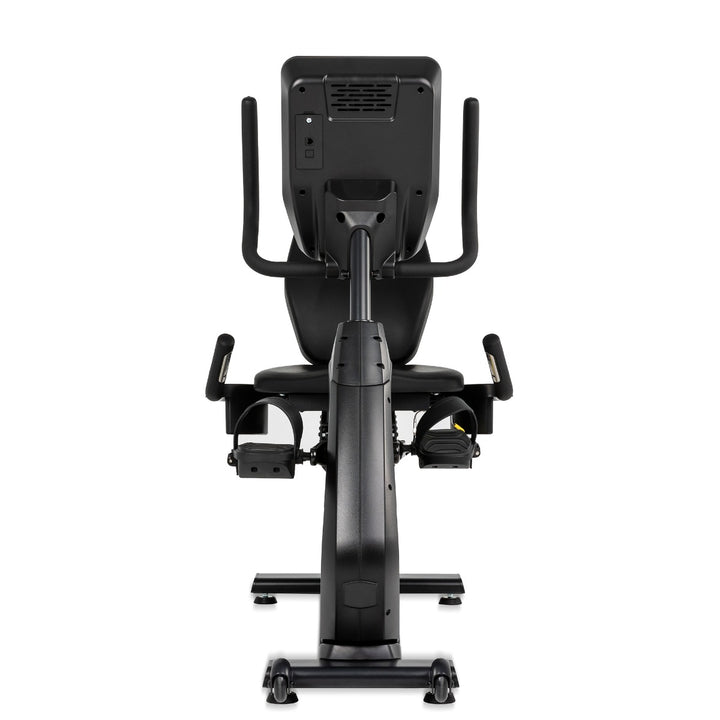 SPIRIT Fitness CR900 commercial semi-recumbent bike with step-through frame, adjustable seat and self-generating power