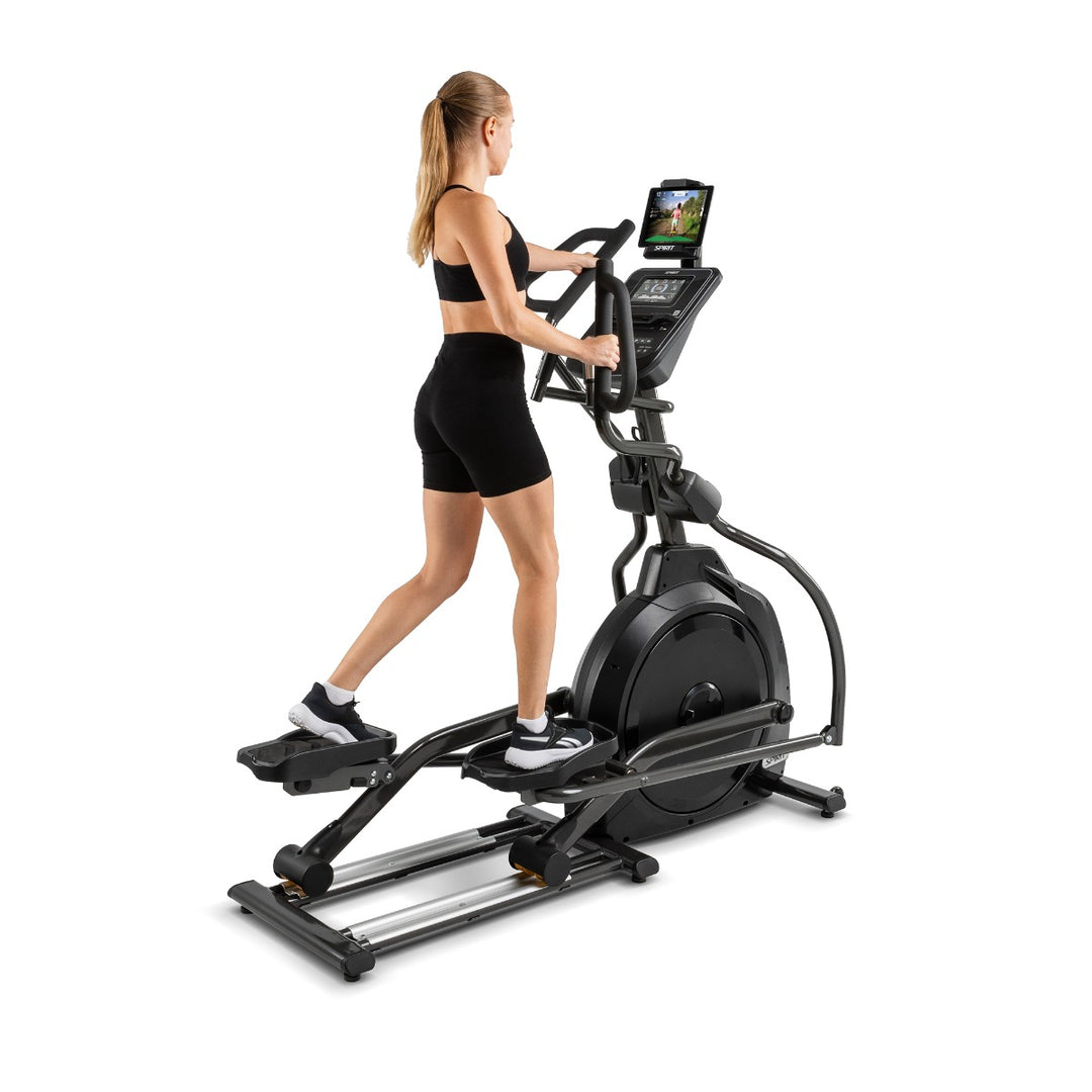 SPIRIT Fitness XE795 commercial elliptical with self-generating power, 20-inch stride, multi-position handlebars and 7.5-inch LCD console