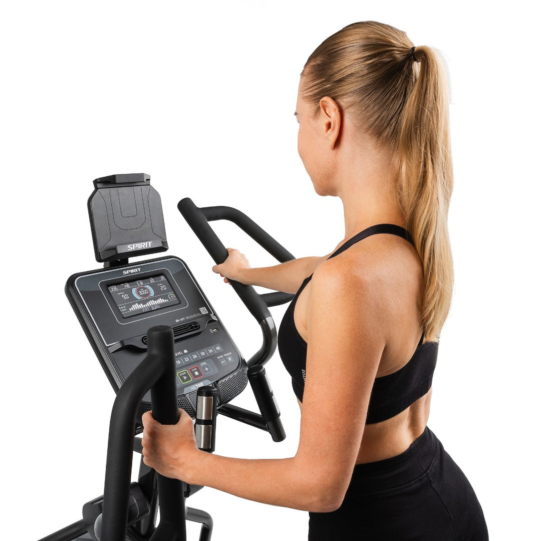 SPIRIT Fitness XE795 commercial elliptical with self-generating power, 20-inch stride, multi-position handlebars and 7.5-inch LCD console