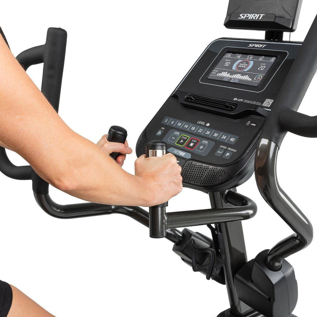 SPIRIT Fitness XE795 commercial elliptical with self-generating power, 20-inch stride, multi-position handlebars and 7.5-inch LCD console